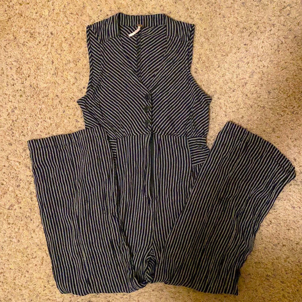 Free People Striped jumpsuit